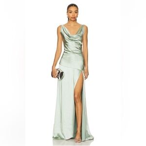 ELLIATT x Revolve Sage Green Satin Maxi Dress